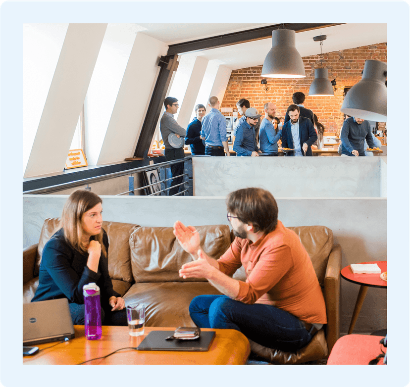 Team collaborating in office